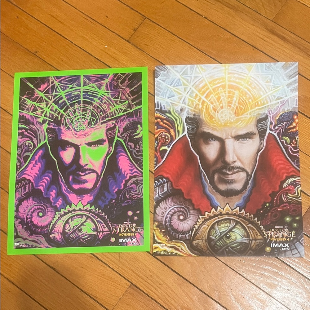 Doctor Strange BOTH Movie Posters 2016 NEW Original Green Glows inthe dark Retro